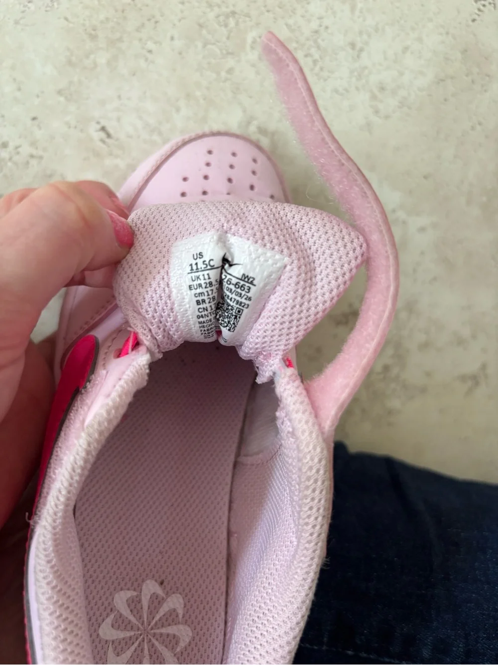 Nike Kids Pink Sneakers with Hot Pink Swoosh and Laces